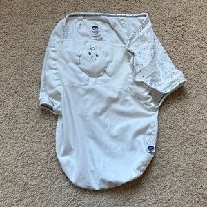 Nested Bean White Baby Swaddle with Bear Face